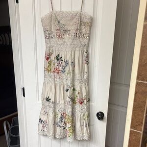 Antonio Melani Floral Lace Trim Midi Dress